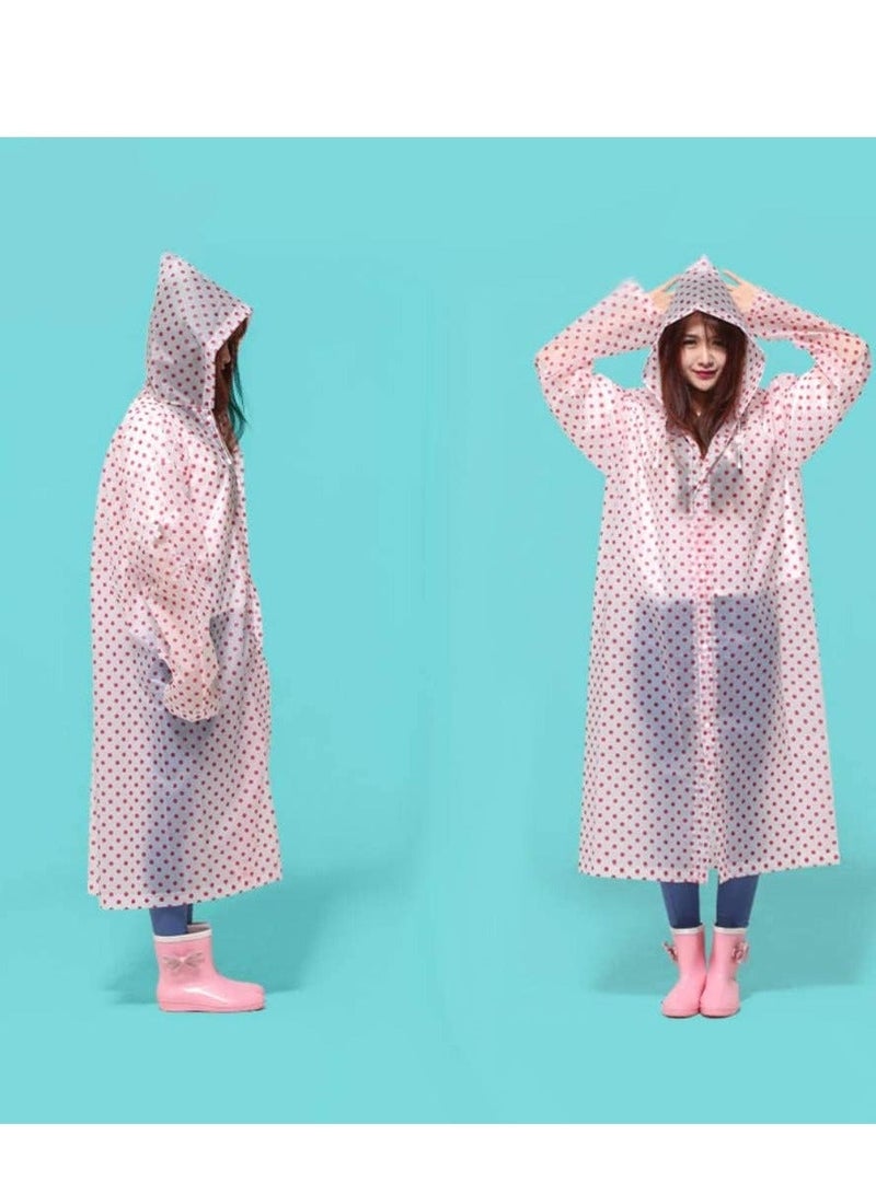 Rain Poncho with Hood - Adult Raincoat Waterproof Ponchos for Men Women, Emergency Survival Kit Outdoor Camping Hiking Travel and Theme Parks Cute Fun Dots Print