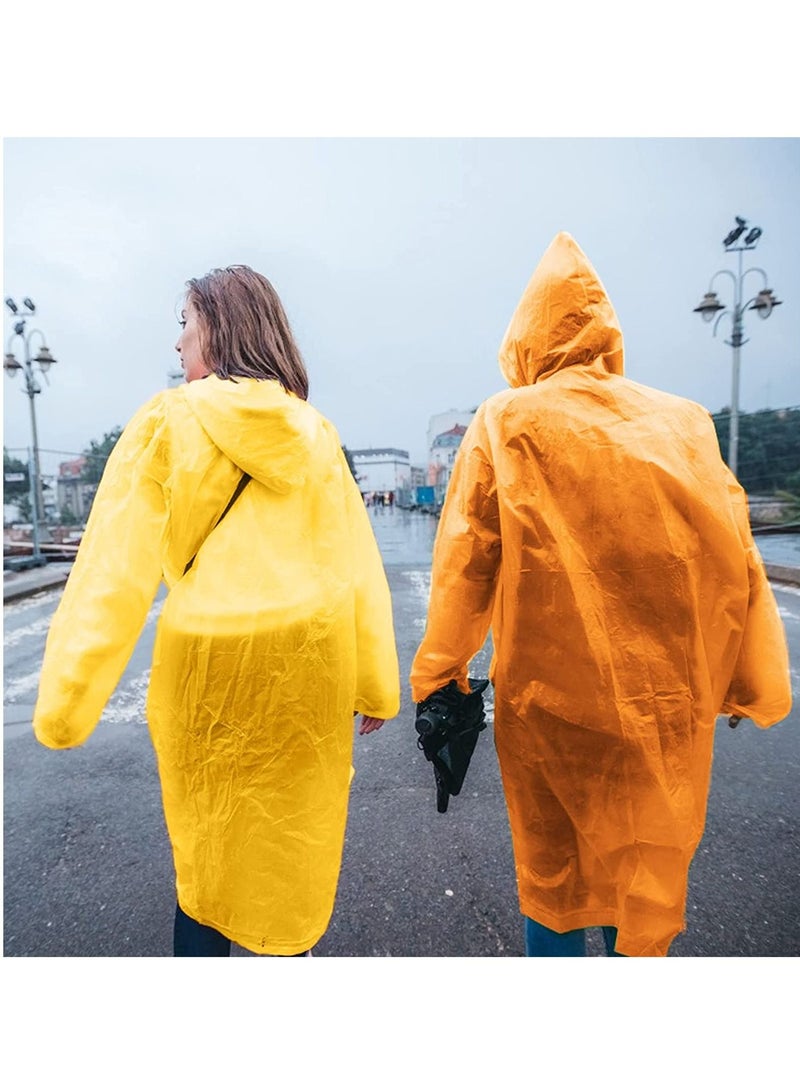 Raincoat Rain Poncho For Adults Disposable Raincoats Easy Carry Keyring Ball Emergency With Hood And Elastic Cuff Sleeves Rainwear Hiking Camping Travel Outdoor 4 Pcs