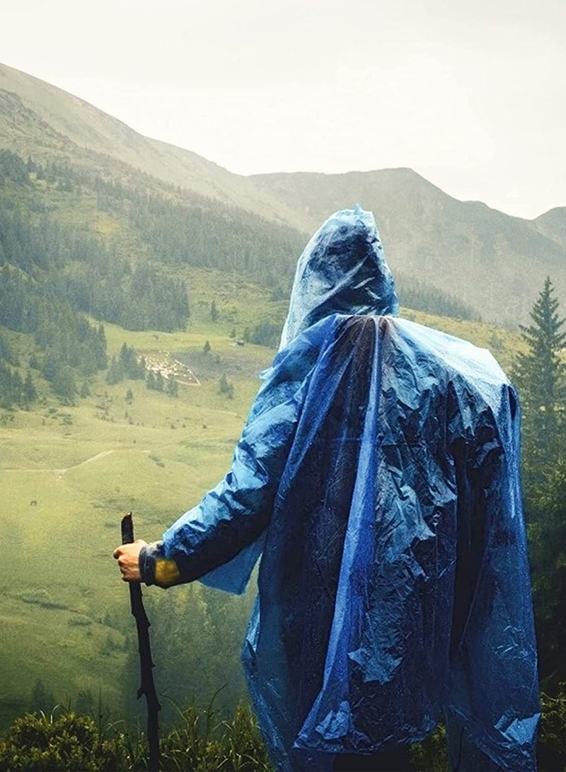 Raincoat Rain Poncho For Adults Disposable Raincoats Easy Carry Keyring Ball Emergency With Hood And Elastic Cuff Sleeves Rainwear Hiking Camping Travel Outdoor 4 Pcs