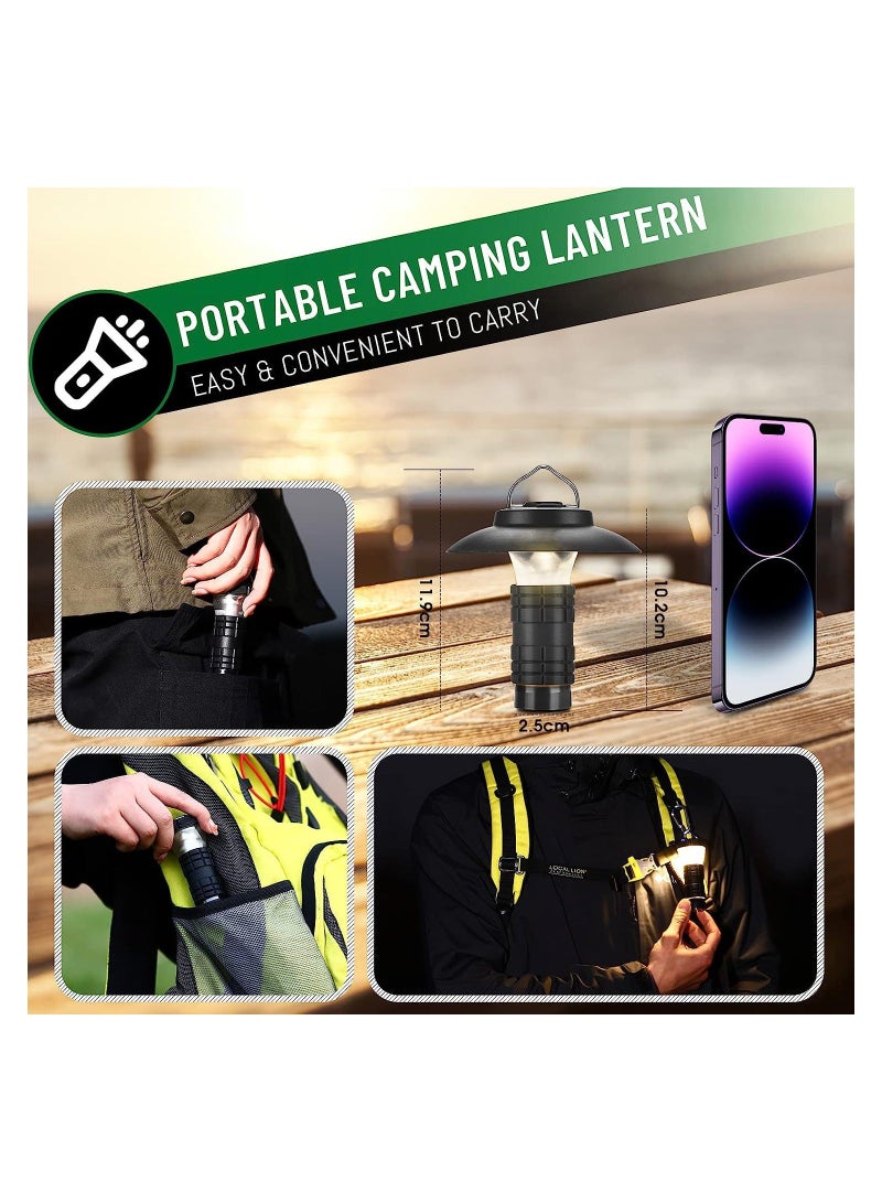 LED Camping Lantern Rechargeable, Hanging Vintage Lamp Tent Light with Clip Hook, Portable Waterpoor Outdoor Emergency Flashlight, 2200mAh