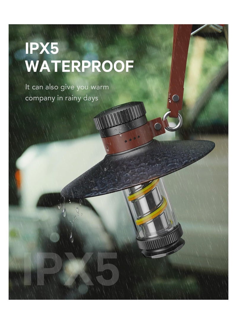 LED Camping Lantern Light, Rechargeable Retro Warm Camp Emergency Outdoor Lamp Flashlights, Portable Waterpoor Hanging Tent Bulb, 4 Modes