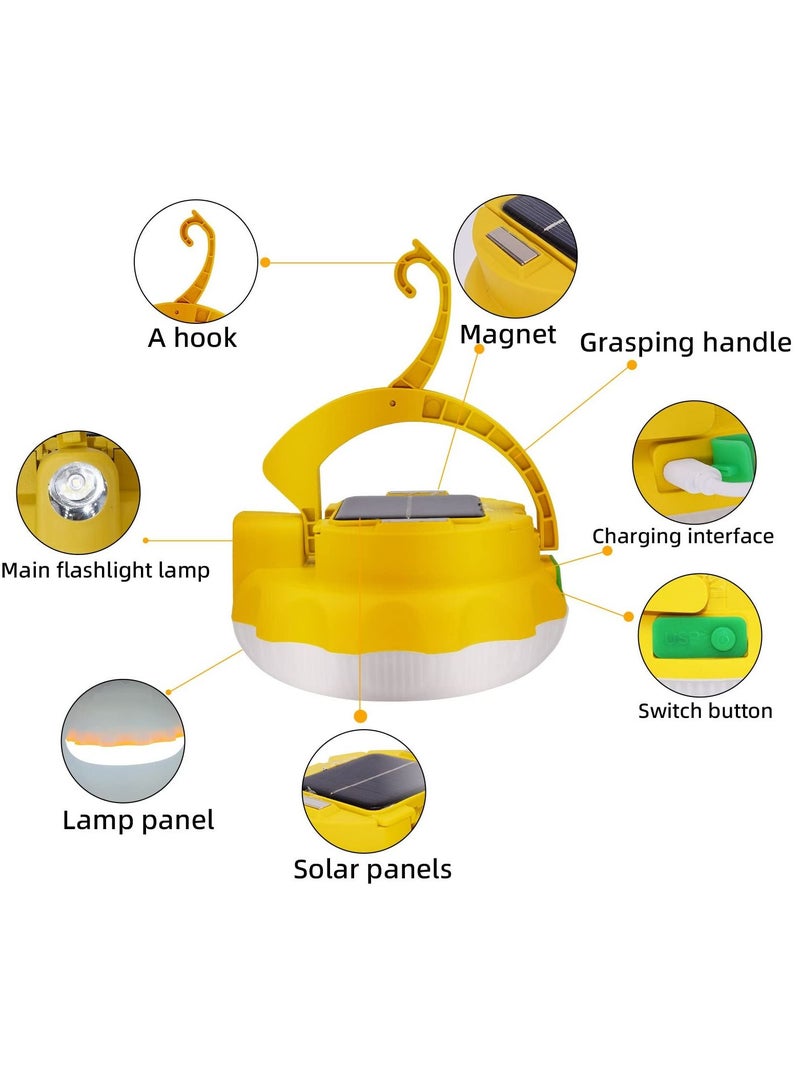 Portable Solar Led Camping Lantern, Rechargeable 3600mah Hanging Light Waterproof Battery Powered Lights Bright Tent for Outdoors, Hurricane, Outage, Emergency