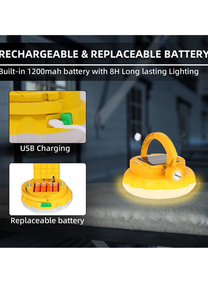 Portable Solar Led Camping Lantern, Rechargeable 3600mah Hanging Light Waterproof Battery Powered Lights Bright Tent for Outdoors, Hurricane, Outage, Emergency