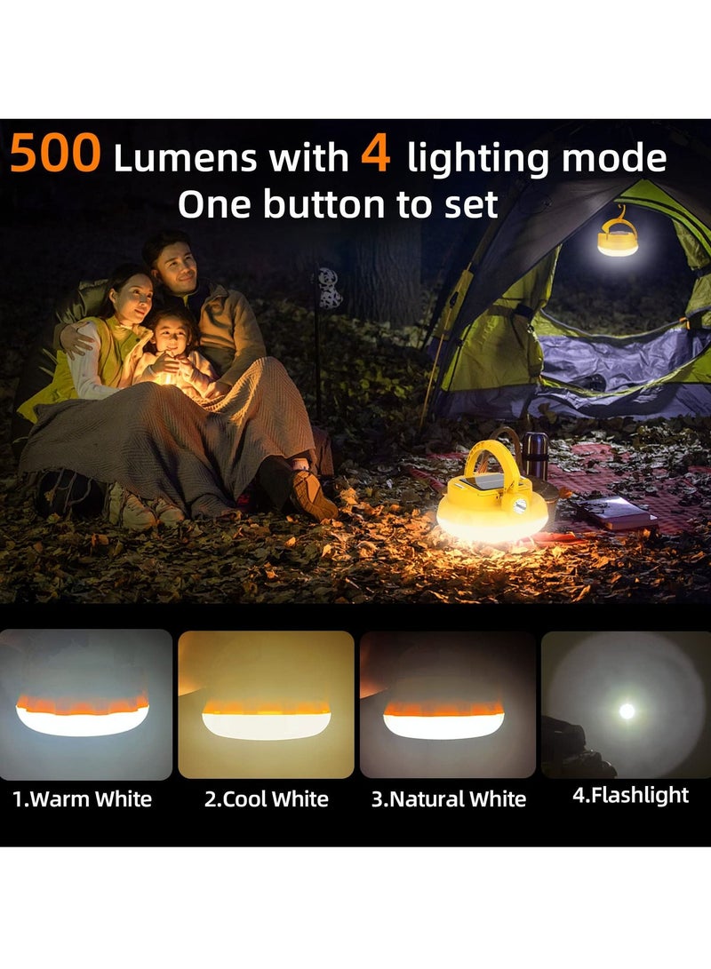Portable Solar Led Camping Lantern, Rechargeable 3600mah Hanging Light Waterproof Battery Powered Lights Bright Tent for Outdoors, Hurricane, Outage, Emergency
