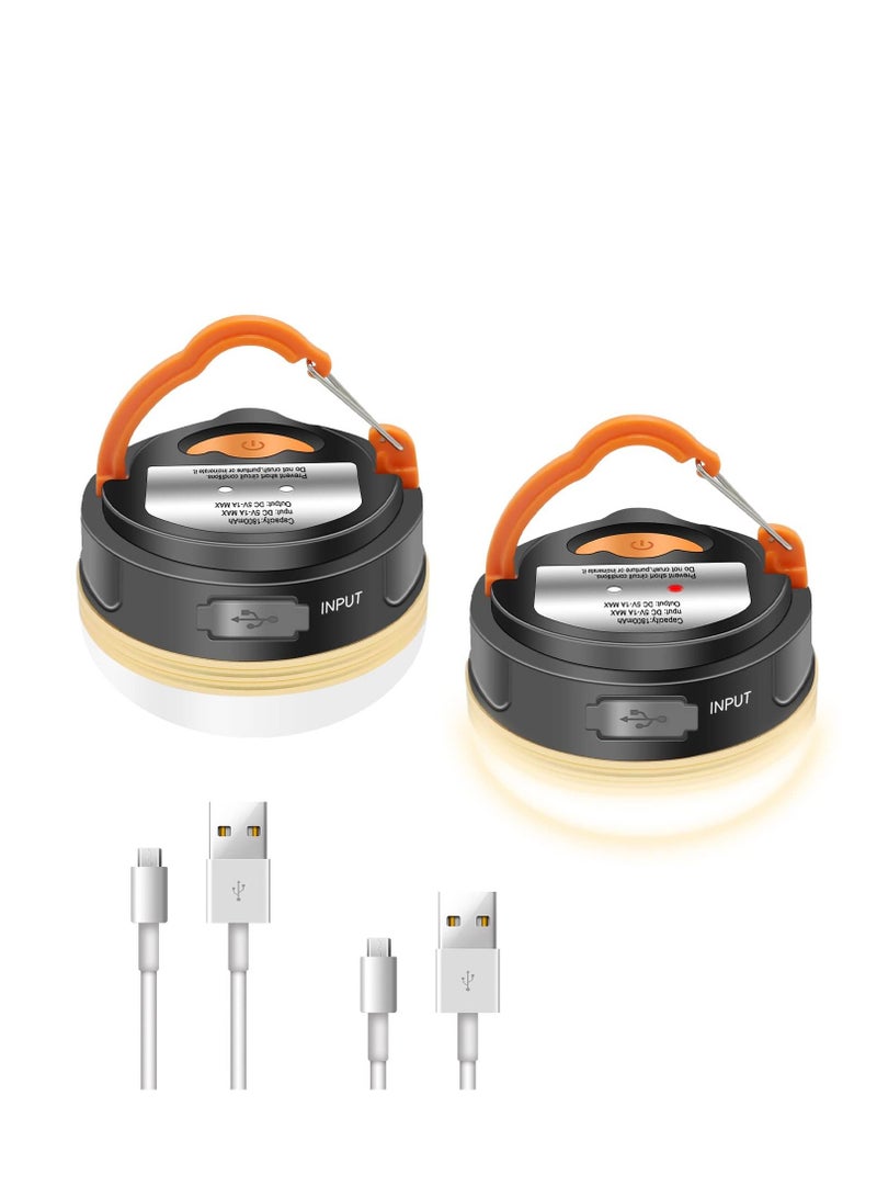 2 Pack Rechargeable LED Camping Lantern 3 Lighting Mode Power Bank Waterproof Magnetic Base Tent Emergency Light for