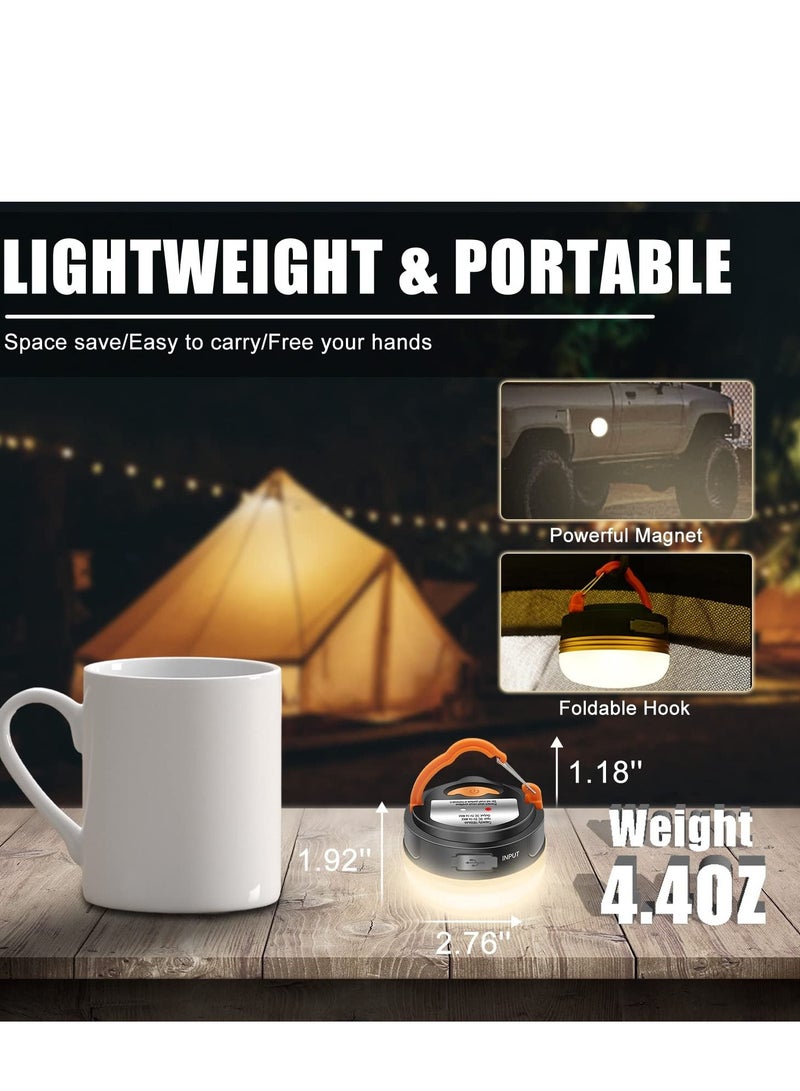 2 Pack Rechargeable LED Camping Lantern 3 Lighting Mode Power Bank Waterproof Magnetic Base Tent Emergency Light for