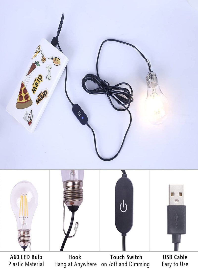 USB Camping Light, Portable LED Tent Shed Lightweight Bulb with Hanging Hook, Outdoor Shatterproof Dimmable Emergency Lamp, for Hiking Fishing Camping/Patio/Garden/BBQ (Warm White）
