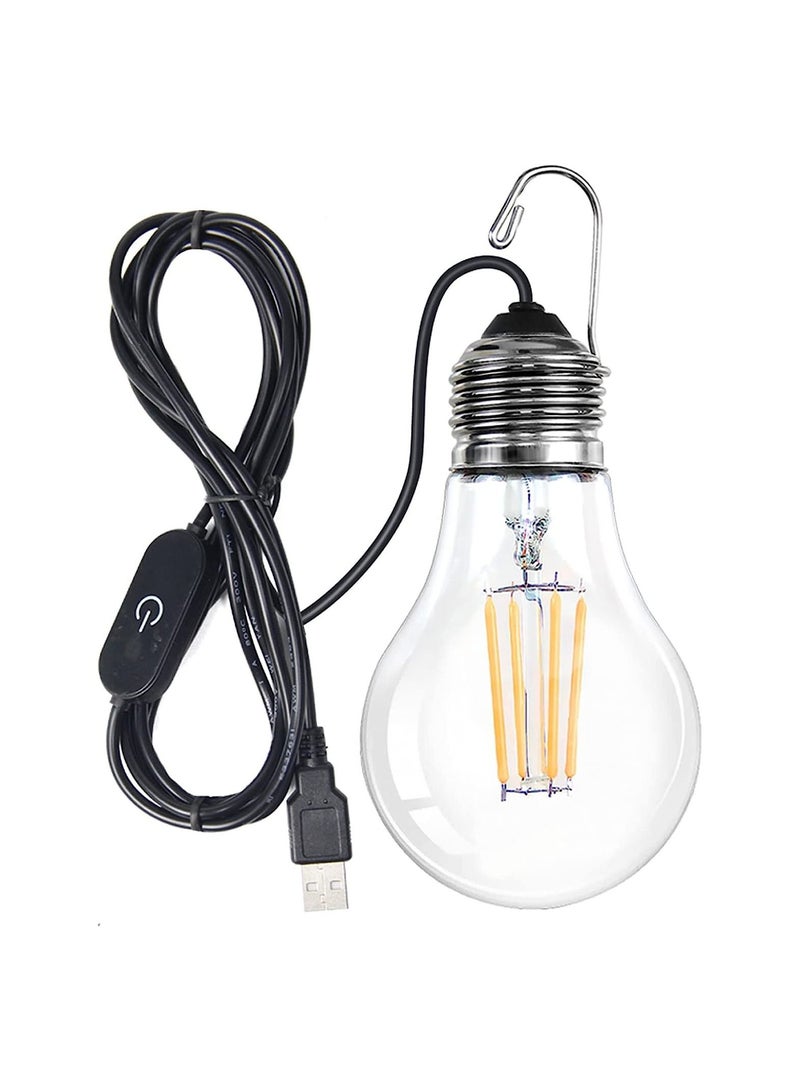 USB Camping Light, Portable LED Tent Shed Lightweight Bulb with Hanging Hook, Outdoor Shatterproof Dimmable Emergency Lamp, for Hiking Fishing Camping/Patio/Garden/BBQ (Warm White）