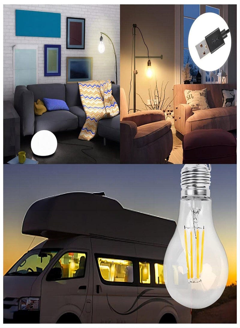 USB Camping Light, Portable LED Tent Shed Lightweight Bulb with Hanging Hook, Outdoor Shatterproof Dimmable Emergency Lamp, for Hiking Fishing Camping/Patio/Garden/BBQ (Warm White）