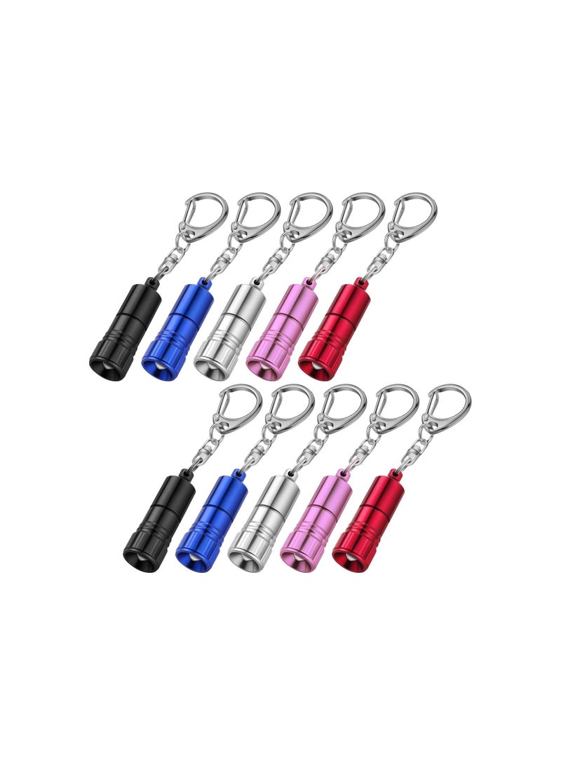 Mini Led Flashlight Keychain, Portable Bright Keychain Ring Light Torch with Hook, Super High Cost Performance Electric Battery Operated, for Camping Party Favors (10 Pieces)