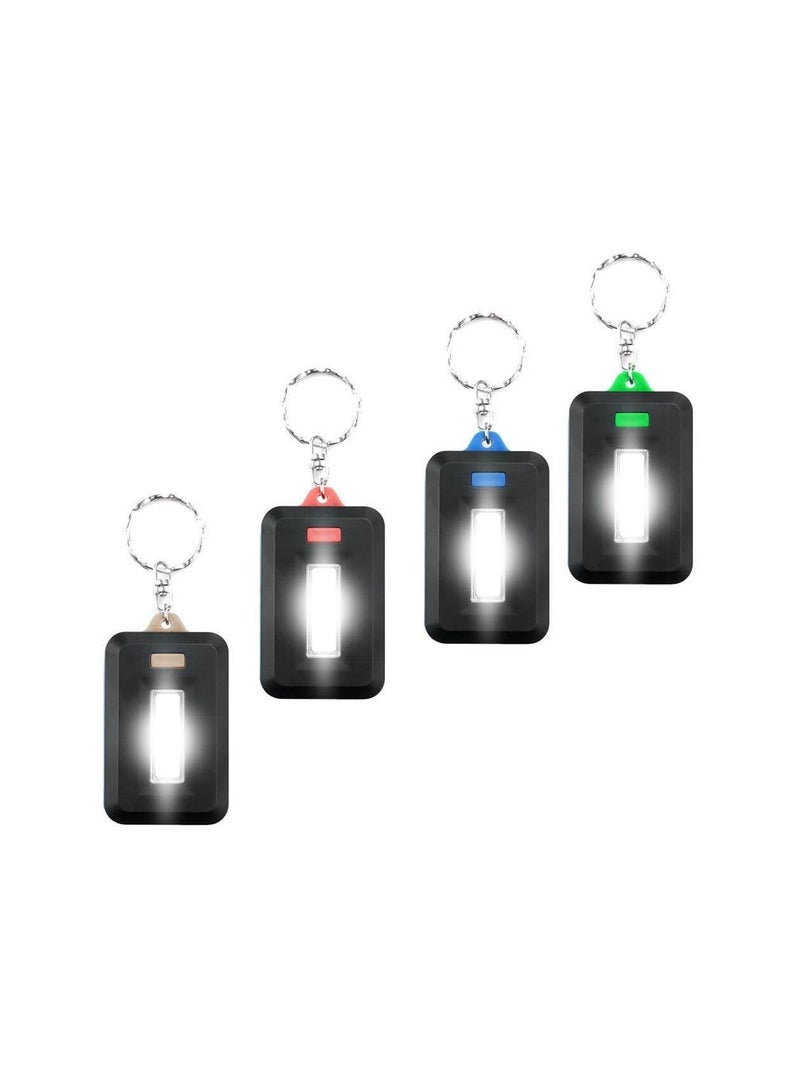 Portable Cob Led Keychain Flashlight, Mini Climbing Light Pocket Emergency Light, Outdoor Camping Flashlight Key Ring Work Fishing, Night Safety, Reading(4Pcs )