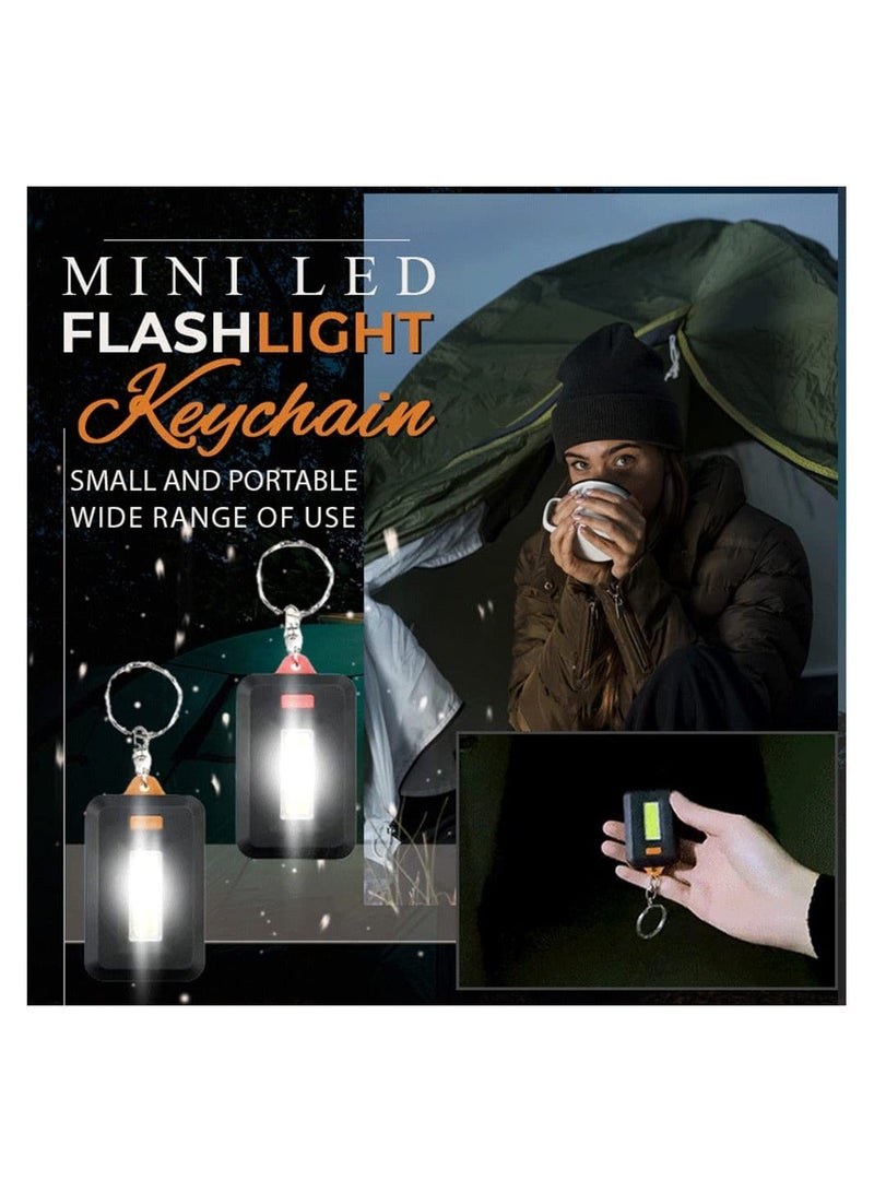 Portable Cob Led Keychain Flashlight, Mini Climbing Light Pocket Emergency Light, Outdoor Camping Flashlight Key Ring Work Fishing, Night Safety, Reading(4Pcs )