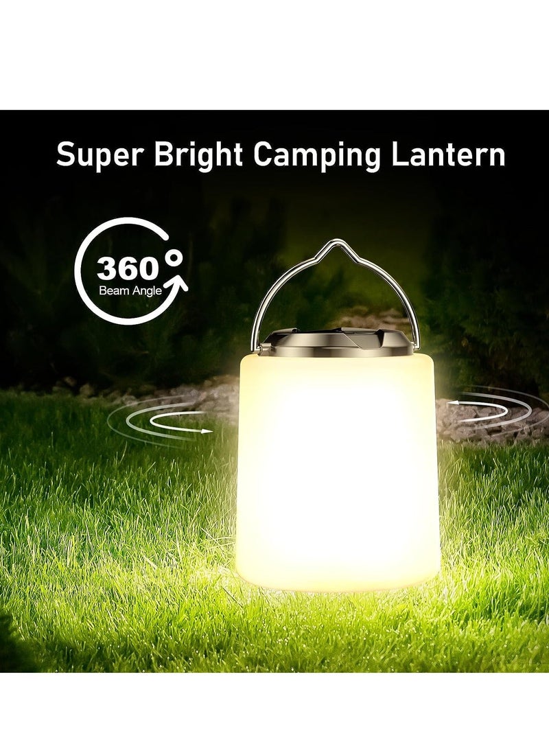 Camping Lantern Rechargeable, 2000mAh Lights Lamp, 3000K Warm Light, Brightness Adjustable 3 Light Modes,10+ Hrs Runtime Waterproof Tent for Camping, Emergency, Power Cuts