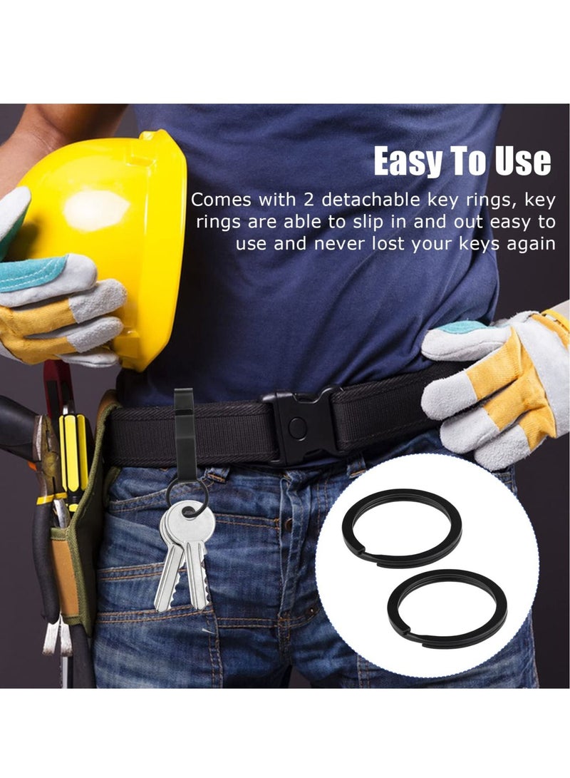 Duty Belt Key Holder Stainless Steel Tactical Loop for Police Fire Agencies Fits 1.5-2.25 Inch Belts Includes 3 Holders and 6 Detachable Rings
