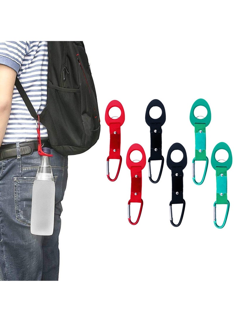 Portable Silicone Water Bottle Buckle, 6 PCS Outdoor Convenient Carrying Clip Hook Holder with D-Ring for Camping Hiking Traveling Bike Daily Use