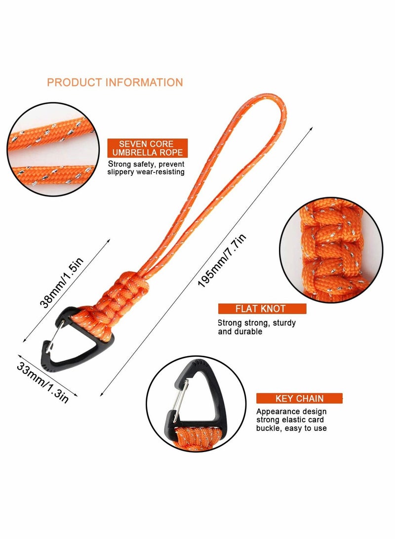 Hand-Woven Triangle Hanging Buckles 5 Pieces Hand Ropes Straps Safety Key Chains Lanyard Anti-Drop Flashlight Backpack Bag Accessories