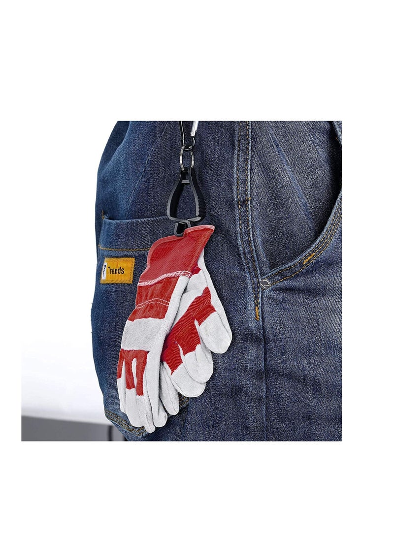 Glove Clip -Carabiner Hook Black Work Safety Keeper, Grabber Holder Keeper for Belt Loop, Guard Labor WorkerHelmets Hanger Catcher 5Pcs