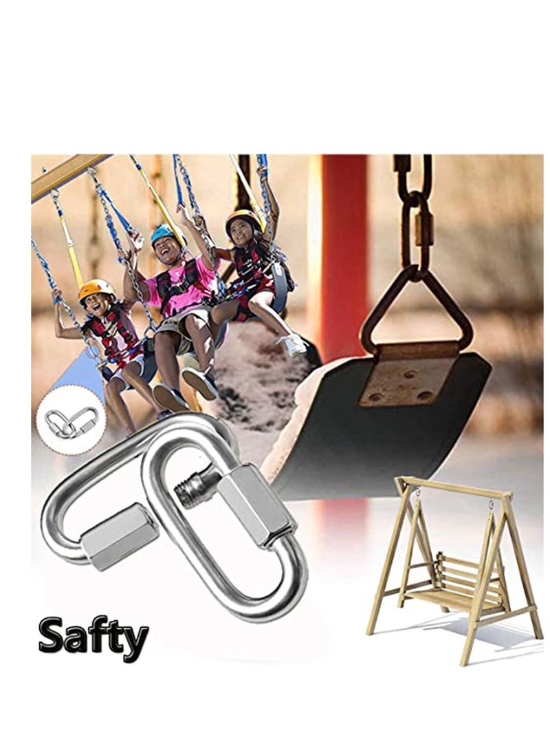 304 Stainless Steel D Shape Locking Carabiner Heavy Duty Repair Link Pets Keychain for Outdoor Traveling Equipment M4 Capacity 200 lb (M4 5 pcs)