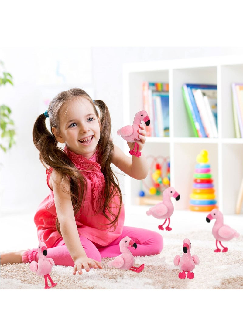 6 Pcs Mini Flamingo Plush Toys 5 Inch Stuffed Doll Keychain Hanging Ornaments Foot Colour Random