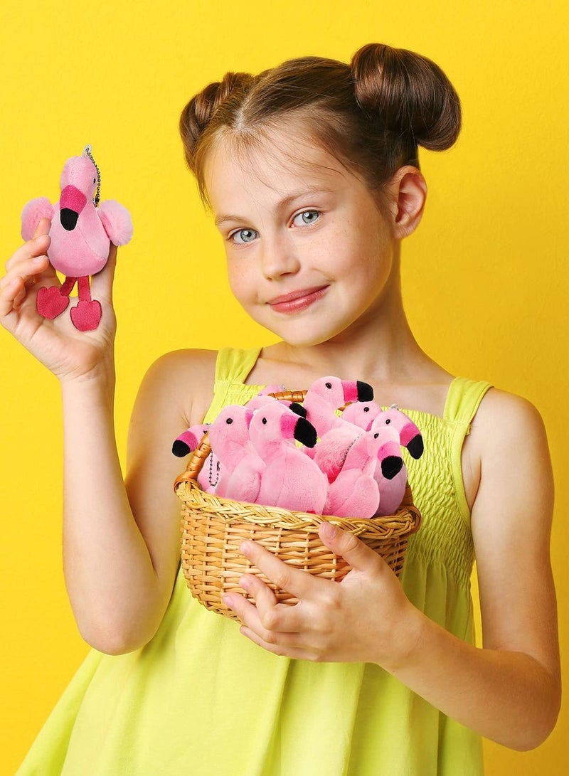 6 Pcs Mini Flamingo Plush Toys 5 Inch Stuffed Doll Keychain Hanging Ornaments Foot Colour Random