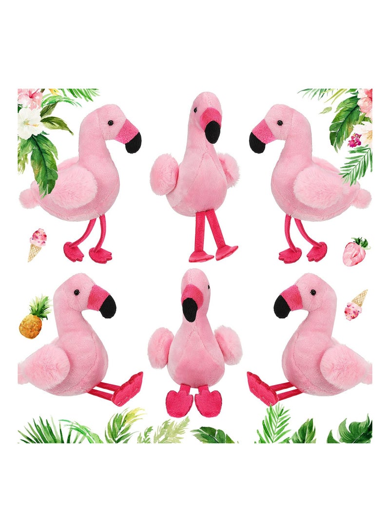 6 Pcs Mini Flamingo Plush Toys 5 Inch Stuffed Doll Keychain Hanging Ornaments Foot Colour Random