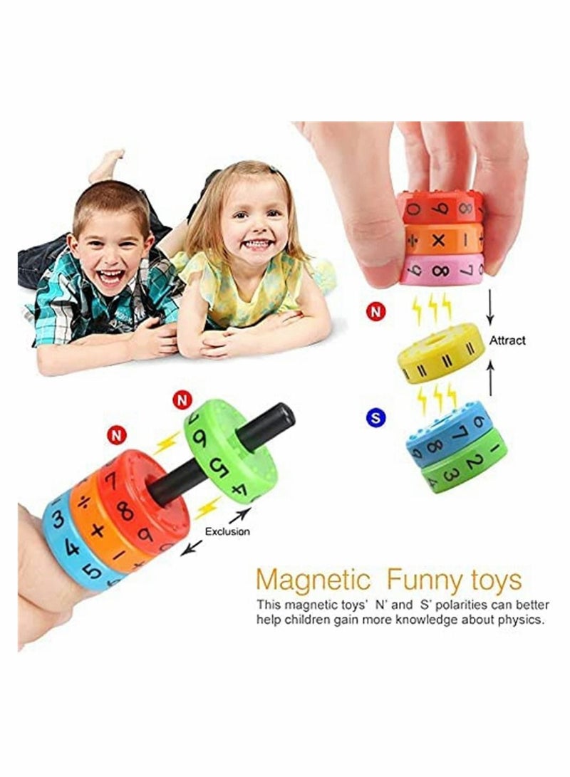 2 Pcs Magnetic Arithmetic Learning Toy, Cylinder Numbers Toys, Intelligence Brain Developing Children Number Game Blocks, DIY Math Toy