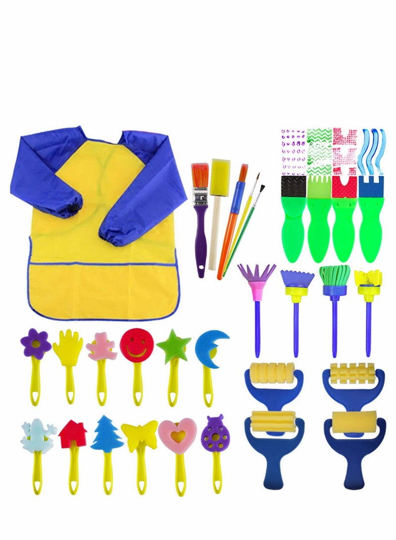 Kids Paint Brushes Sponge Kits, 29 pcs Painting Drawing Tools, Children Early DIY Learning Sets Arts and Crafts for toddlers