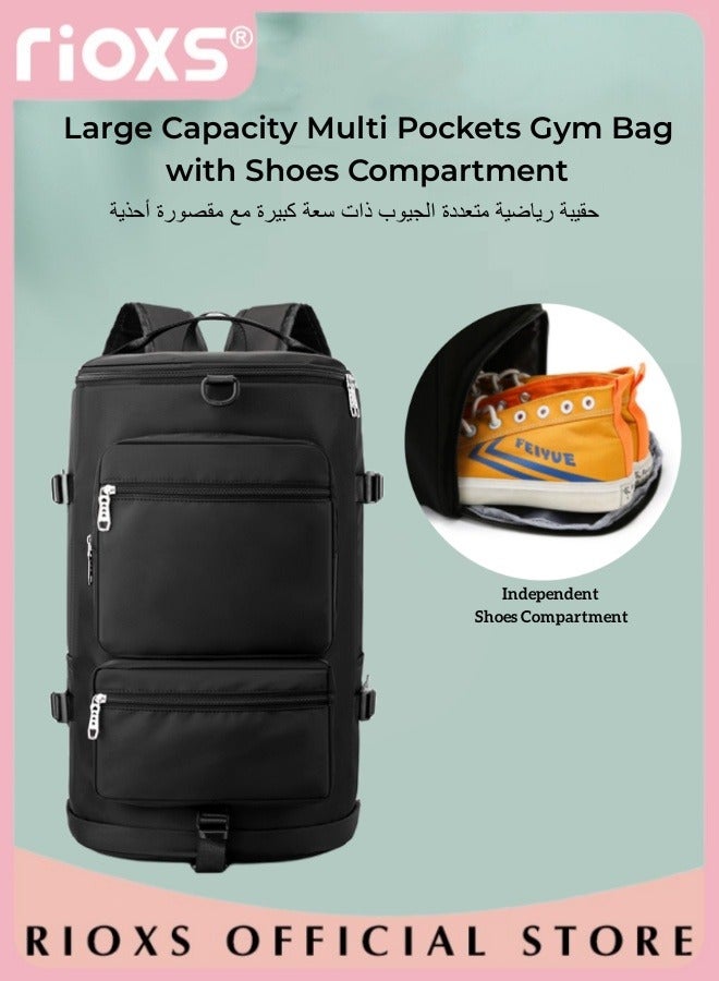 Large Capacity Multi Pockets Gym Bag with Shoes Compartment Sports Bag with Waterproof Pocket Outdoor Sport Travel Duffel Bag for Women and Men