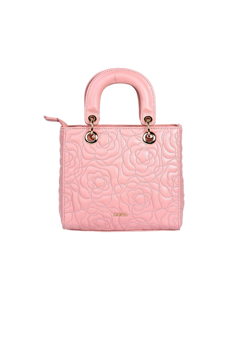 Silene Floral Women Crossbody Handbag Leather with Detachable Strap