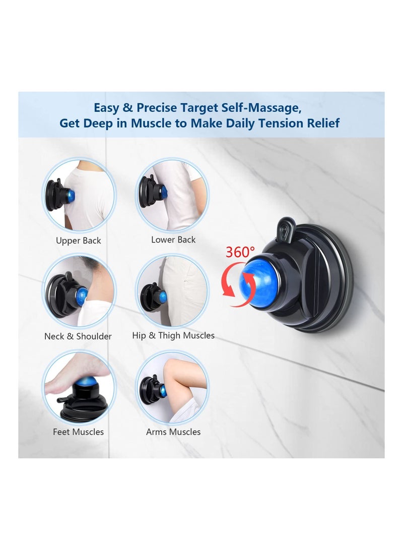 2 in 1 Mountable Massage Roller Ball, Muscle for Pain Relief, Suction Cup Self Back Massager and Trigger Point to Relieve Knots, Balls