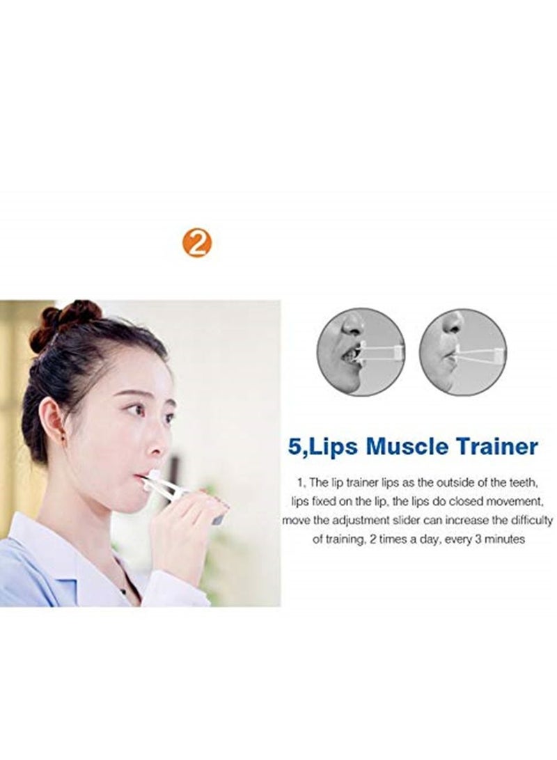 Jaw Exerciser Kit Mouth Oral Lips Muscle Training Device Recovery Tongue Trainer Puller for Dysarthria Muscle- 5 in 1 Sensory Therapy Tool Silicone Massager