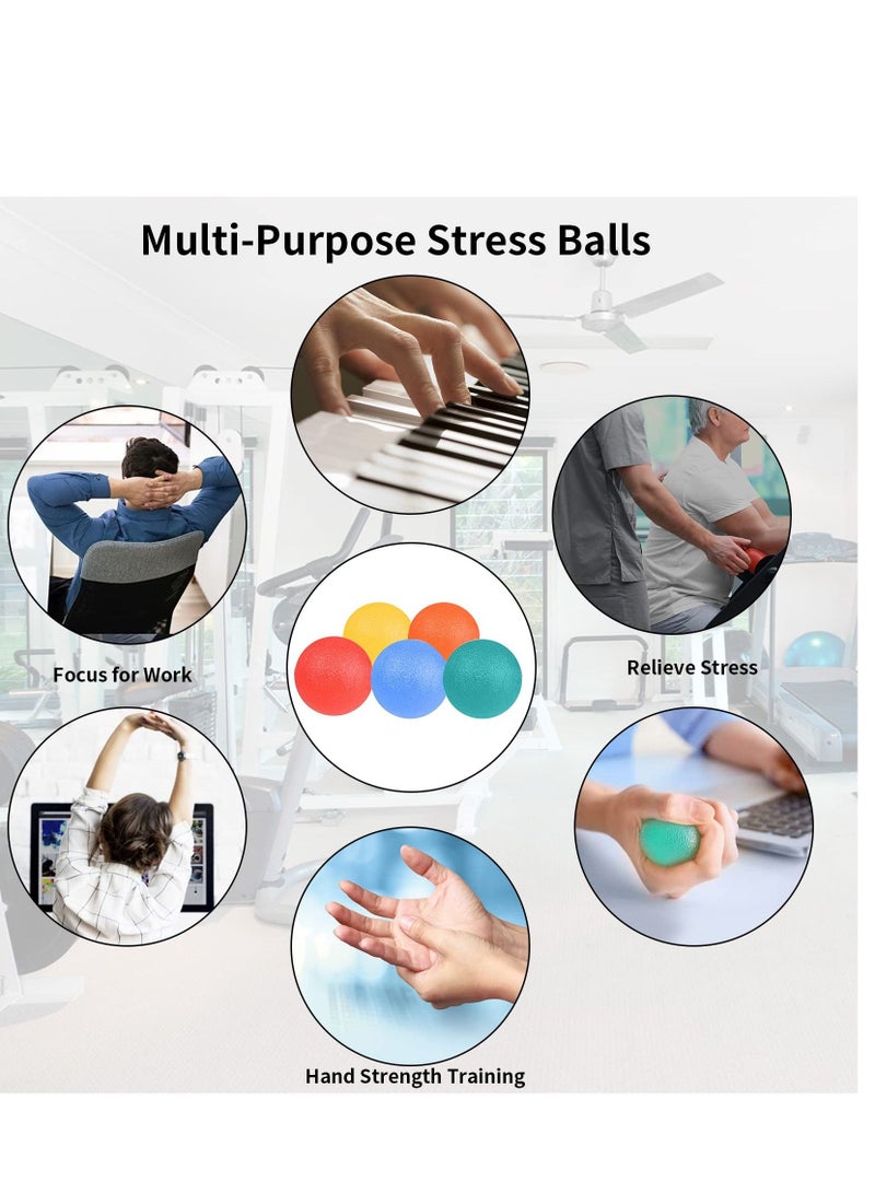 Stress Ball Portable Squeeze Relief Balls Strengthen Hand Exercise and Relieve Tension Exerciser Grip Strengthener 5PCS