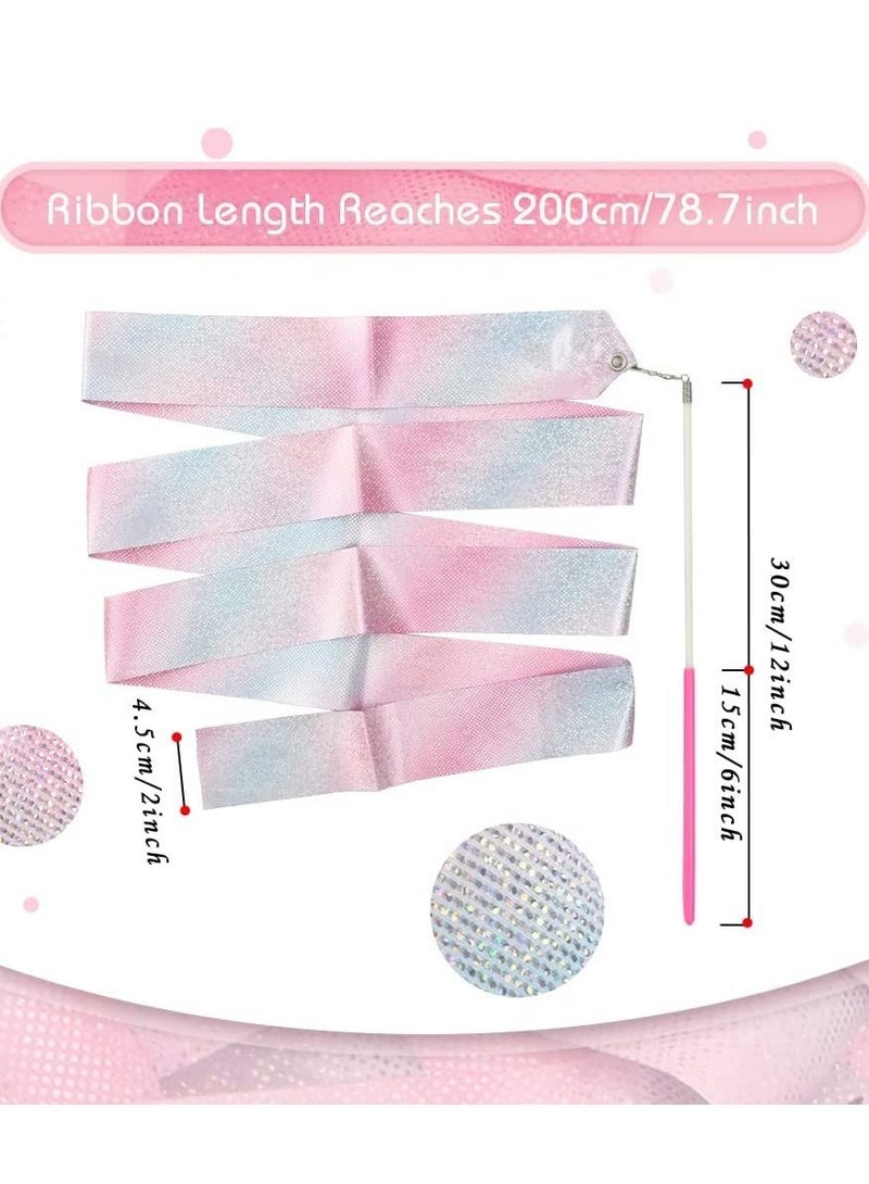 Dance Ribbons Gymnastic Ribbon for Kids Dancing Streamers Rhythmic with a Twirling Rod Streamer Baton Art 8PCS