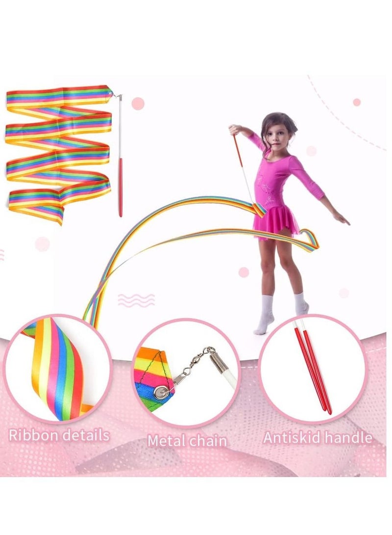 SYOSI Dance Ribbons Gymnastic Ribbon for Kids Dancing Streamers Rhythmic with a Twirling Rod Streamer Baton Art 8PCS
