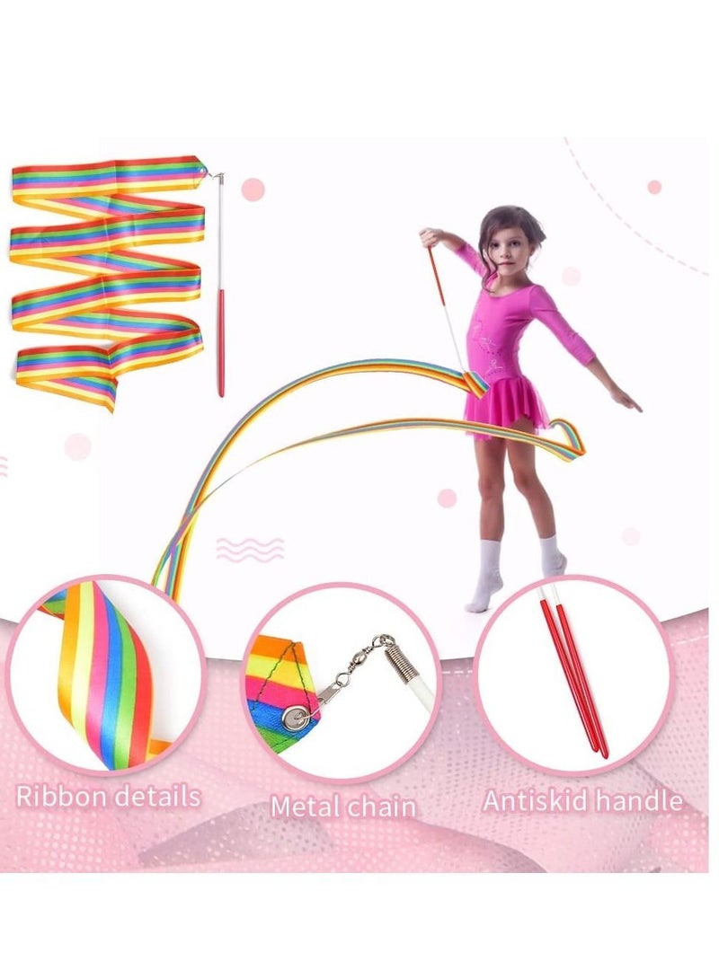 Dance Ribbons Gymnastic Ribbon for Kids Dancing Streamers Rhythmic with a Twirling Rod Streamer Baton Art 8PCS