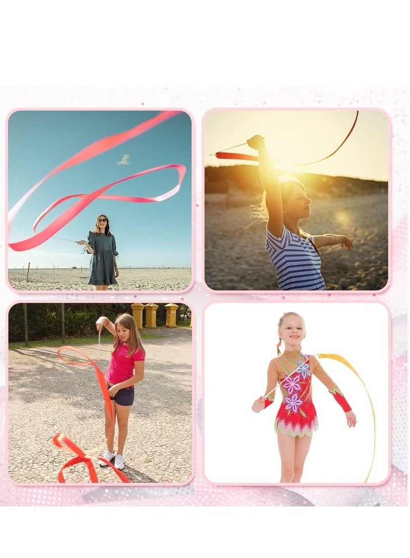 Dance Ribbons Gymnastic Ribbon for Kids Dancing Streamers Rhythmic with a Twirling Rod Streamer Baton Art 8PCS