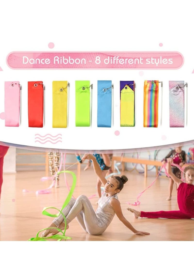 Dance Ribbons Gymnastic Ribbon for Kids Dancing Streamers Rhythmic with a Twirling Rod Streamer Baton Art 8PCS
