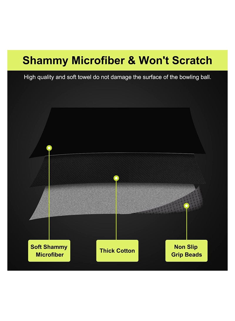 (3-Pack) Microfiber Bowling Ball Towel - 10 Inches x 8 Premium Quality Shammy Pad with Easy-Grip Dots Clean from Dirt and Oil to Improve Grip Precision