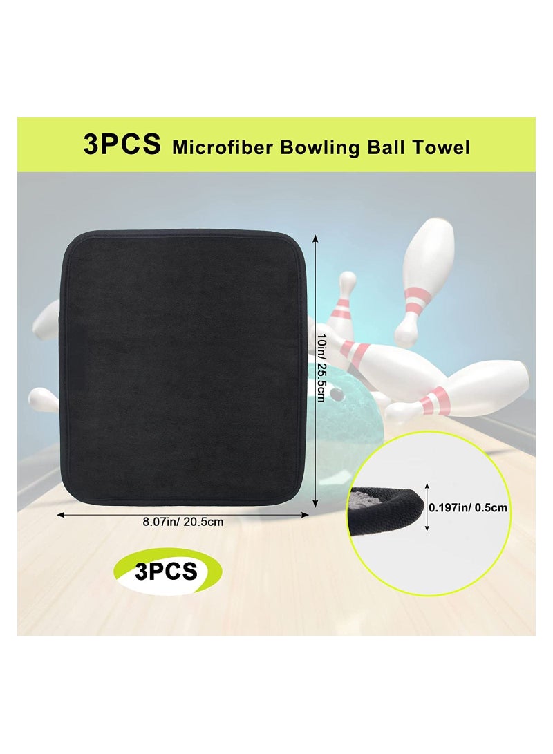 (3-Pack) Microfiber Bowling Ball Towel - 10 Inches x 8 Premium Quality Shammy Pad with Easy-Grip Dots Clean from Dirt and Oil to Improve Grip Precision