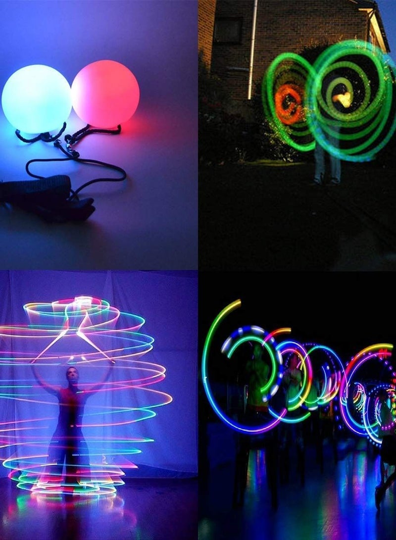 LED Poi Ball Swirling Light Rave Toy Color Changing Balls Soft Glow for Beginners and Professionals (Set of 2)