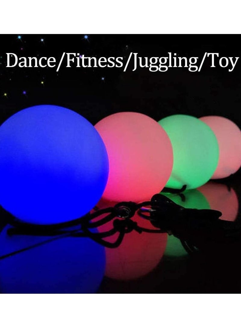 2 Pack LED Poi Ball, Adjustable Strap, Glow Balls Soft Glow, Light Up 9 Modes, Spinning Toy for Beginner & Professional, Juggling Thrown Ball Multi Color,