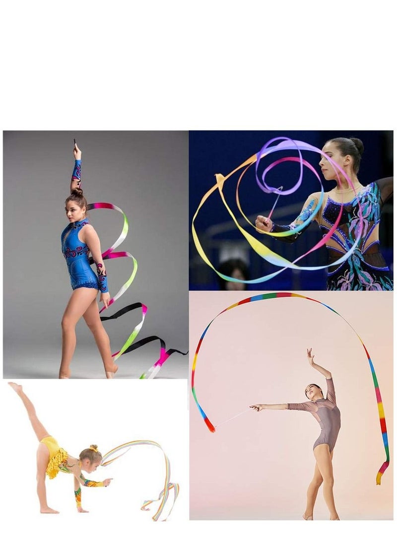 4 Pcs Dance Ribbons Gymnastic Ribbon for Kids Dancing Streamers Rhythmic with a Twirling Baton Rod Streamer Art