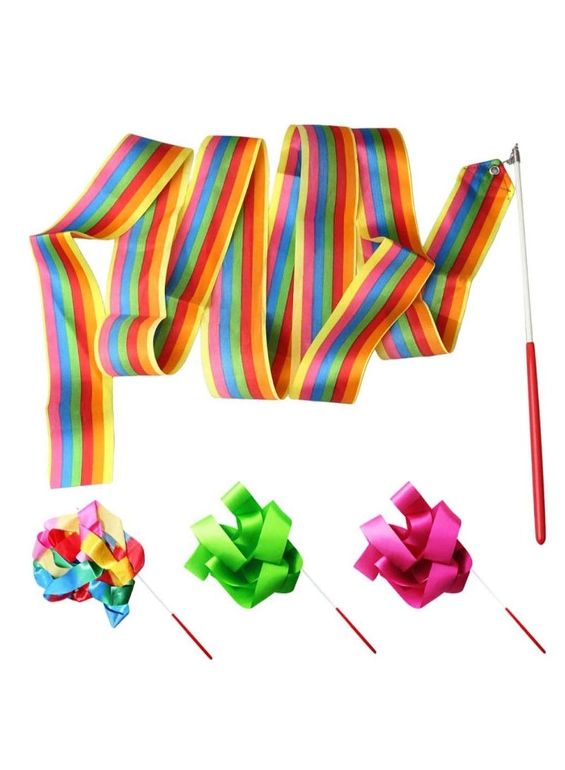 4 Pcs Dance Ribbons Gymnastic Ribbon for Kids Dancing Streamers Rhythmic with a Twirling Baton Rod Streamer Art