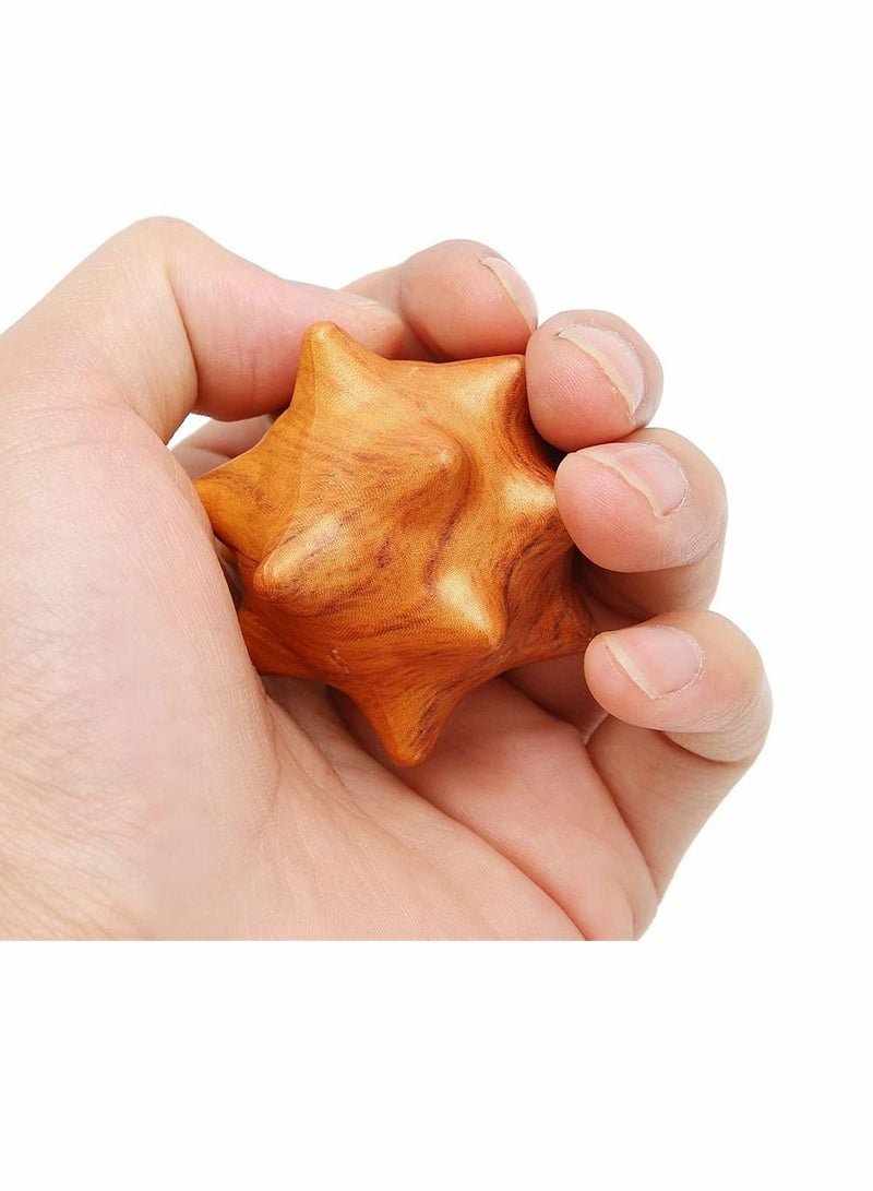 Wood Hand Exercise Ball,Wooden Massage Ball for Foot, Back, Muscles, Plantar Fasciitis, Muscle Soreness Massager Exercise, Yoga, Deep Tissue Myofascial Release Trigger Point Recovery, 2pcs