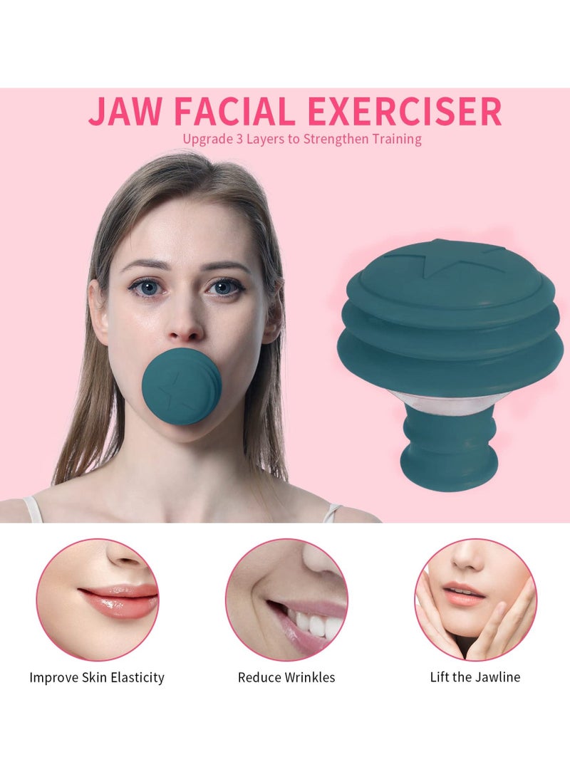 Jawline Exerciser, Face Neck Jaw Toning Double Chin Reducer, Facial Blowing Exercisers Enhance Firming Lifting V Shape Lines Define Your (2 Pack) (Green)