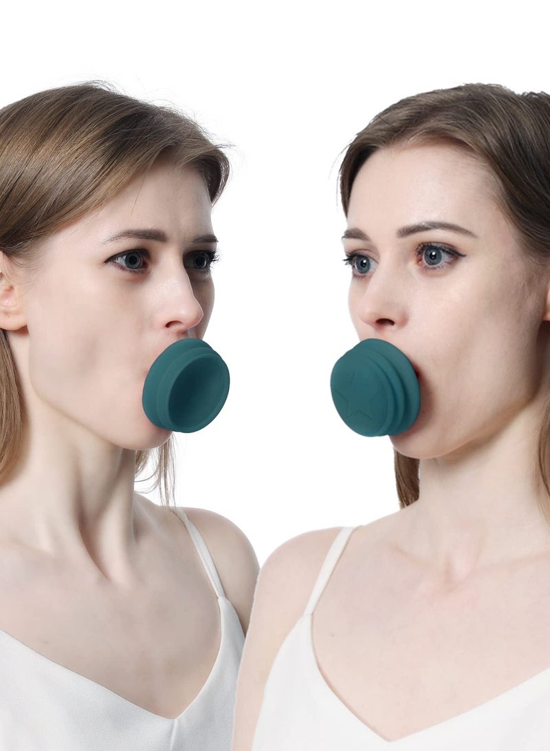 Jawline Exerciser, Face Neck Jaw Toning Double Chin Reducer, Facial Blowing Exercisers Enhance Firming Lifting V Shape Lines Define Your (2 Pack) (Green)