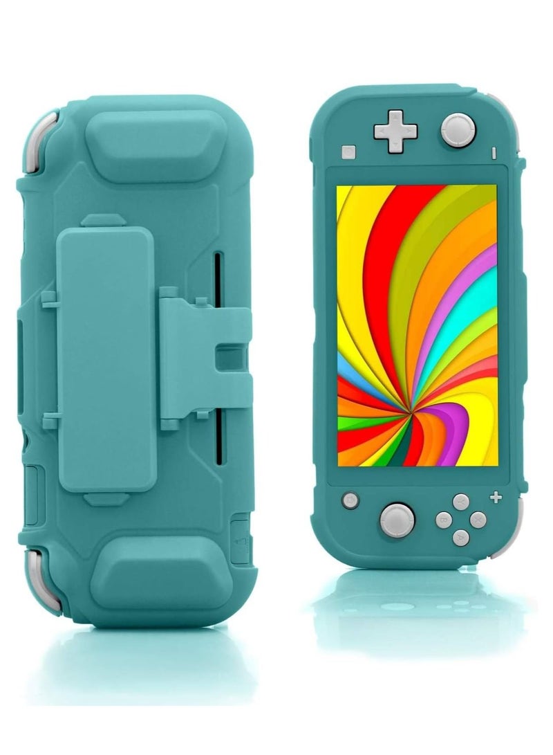 TPU Case for Switch Lite Case, Durable Anti-Slip Shockproof Protective Hard Only Nintendo with Game Card Storage and Kickstand - Turquoise