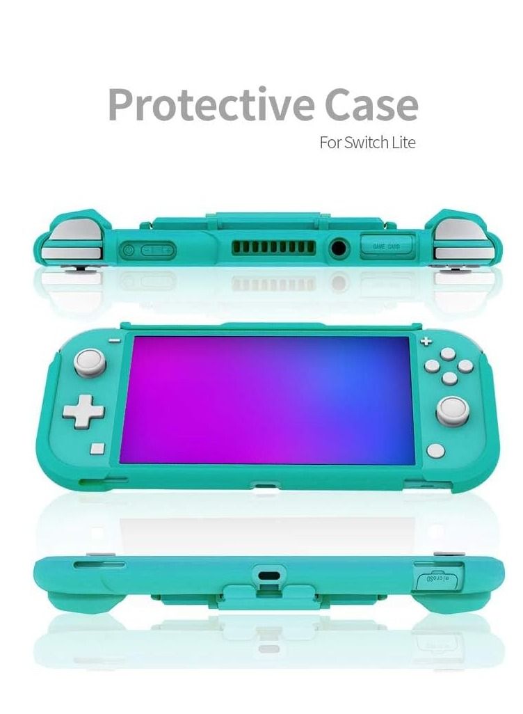TPU Case for Switch Lite Case, Durable Anti-Slip Shockproof Protective Hard Only Nintendo with Game Card Storage and Kickstand - Turquoise