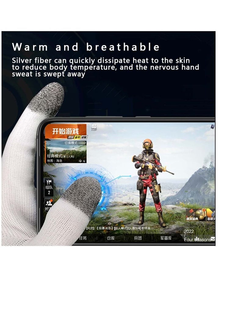 E-Sports Gaming Gloves, Finger Sleeves, Anti-Sweat Breathable, Thumb Sleeves for Highly Sensitive Nano-Silver Fiber Material + Nylon, Touch Screen PUBG Mobile Phone Games Accessories