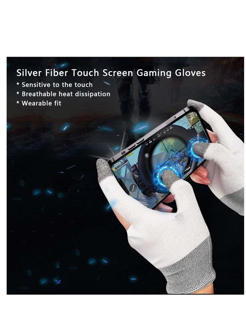 E-Sports Gaming Gloves, Finger Sleeves, Anti-Sweat Breathable, Thumb Sleeves for Highly Sensitive Nano-Silver Fiber Material + Nylon, Touch Screen PUBG Mobile Phone Games Accessories